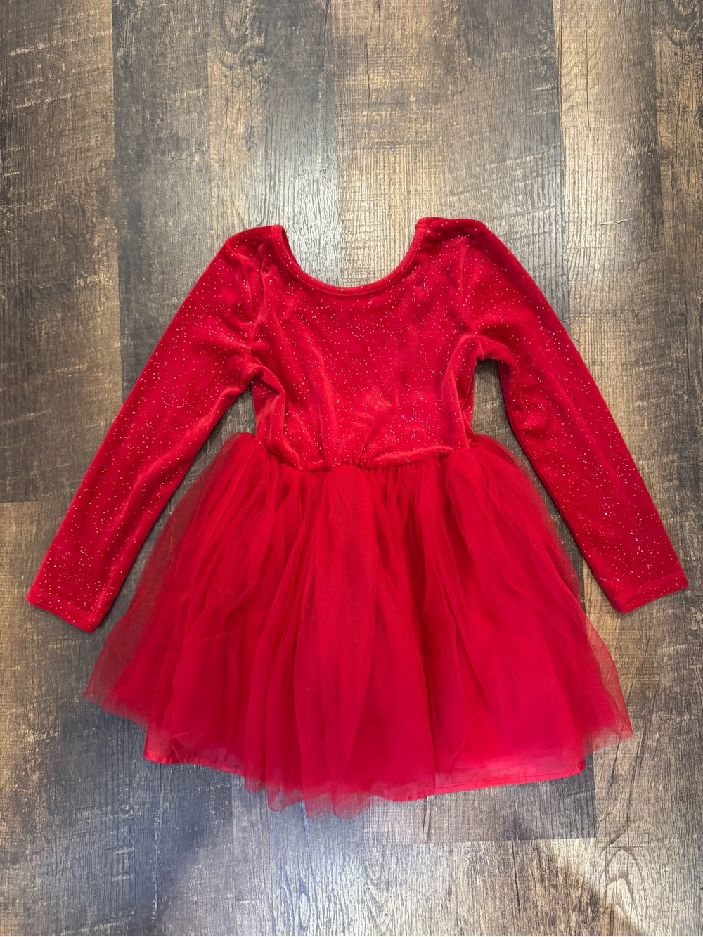 Cat & Jack Red Sparkle velvet and Tulle holiday Dress